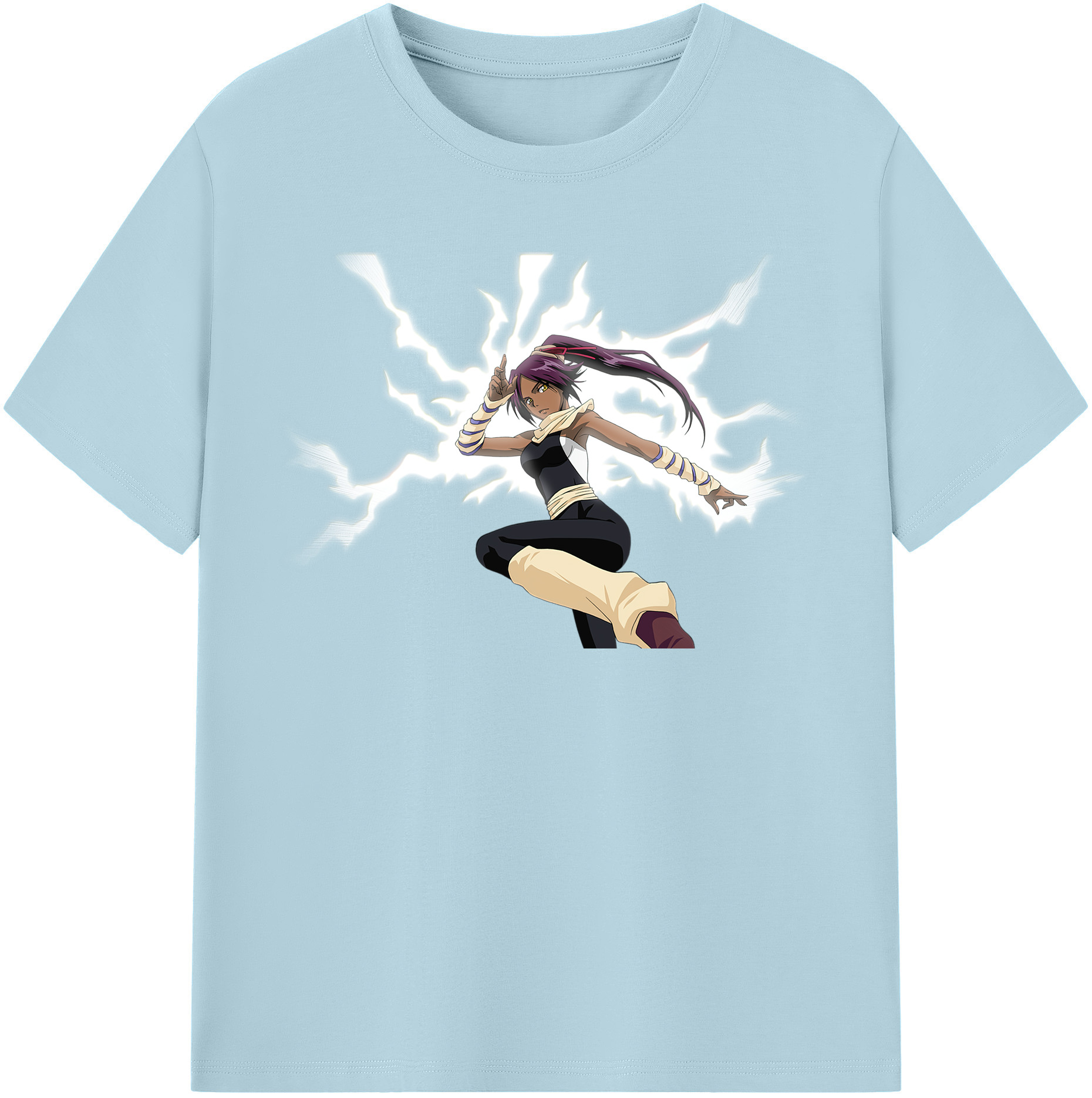 （画像用） ブリーチ 四楓院 夜一（しほういん よるいち） BLEACH Shihouin Yoruichi 綿100％半袖Tシャツ（フロントプリント）